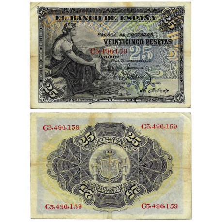 España. 1906. 25 Pesetas (BC+) Serie C