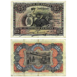 España. 1907. 25 Pesetas (BC+) Sin Serie