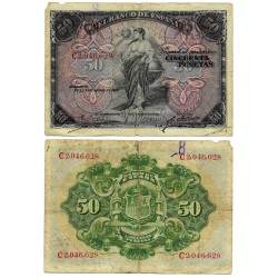 España. 1906. 50 Pesetas (BC) Serie C, Roturas en márgenes