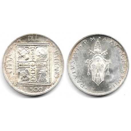 (132) Ciudad del Vaticano. 1977. 500 Lira (EBC+) (Plata)