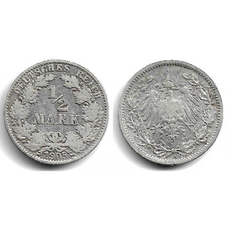 (17) Imperio Alemán. 1905(A). ½ Mark (MBC-) (Plata)