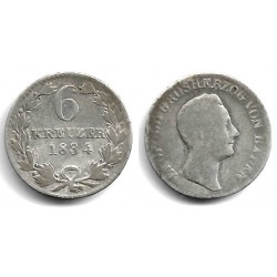 (198.1) Estados Alemanes (Baden). 1834. 6 Kreuzer (BC) (Plata)