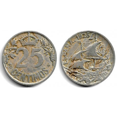 Alfonso XIII. 1925. 25 Céntimos (BC+/BC) Ceca de Madrid PC-S