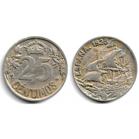 Alfonso XIII. 1925. 25 Céntimos (MBC) Ceca de Madrid PC-S