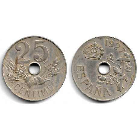 Alfonso XIII. 1927. 25 Céntimos (BC/BC+) Ceca de Madrid PC-S