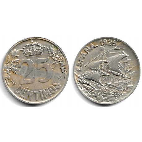 Alfonso XIII. 1925. 25 Céntimos (MBC) Ceca de Madrid PC-S