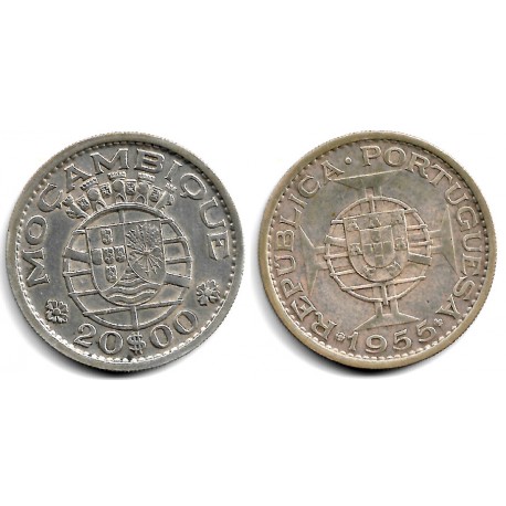 (80) Mozambique. 1955. 20 Escudos (MBC) (Plata)