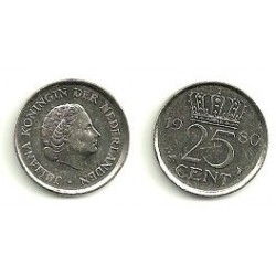 (183) Países Bajos. 1980. 25 Cents (MBC)