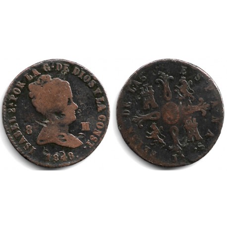 Isabel II. 1848. 8 Maravedí (BC-/BC) Ceca de Jubia
