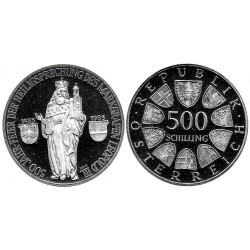 (2973) Austria. 1985. 500 Schilling (EBC+) (Plata)