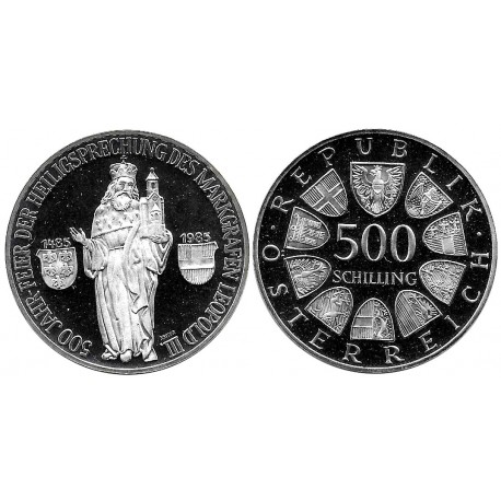 (2973) Austria. 1985. 500 Schilling (EBC+) (Plata)