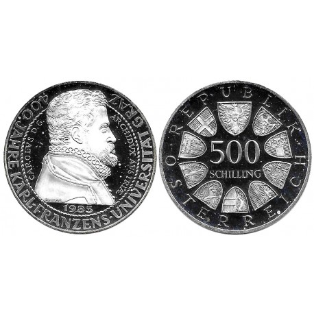 (2971) Austria. 1985. 500 Schilling (EBC+) (Plata)