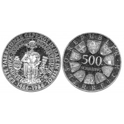 (2977) Austria. 1986. 500 Schilling (EBC+) (Plata)