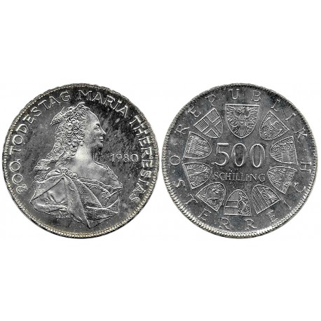 (2949) Austria. 1980. 500 Schilling (EBC+) (Plata)