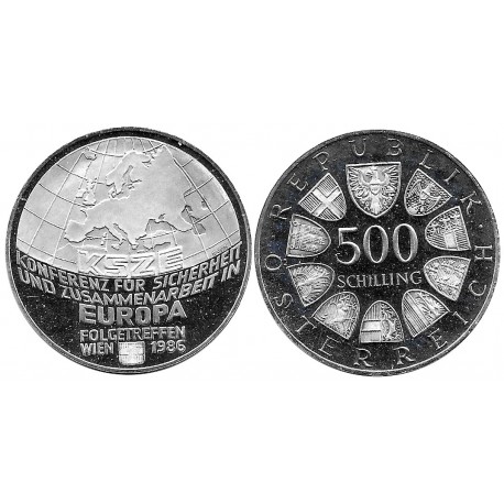 (2979) Austria. 1986. 500 Schilling (EBC+) (Plata)