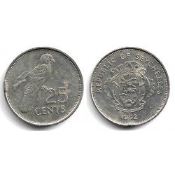 (49.2) Seychelles. 1992. 25 Cents (MBC)