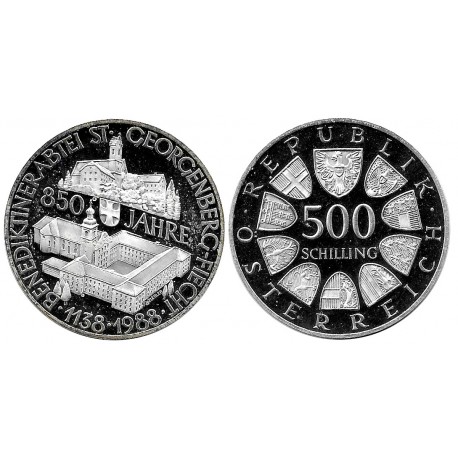 (2984) Austria. 1988. 500 Schilling (EBC+) (Plata)