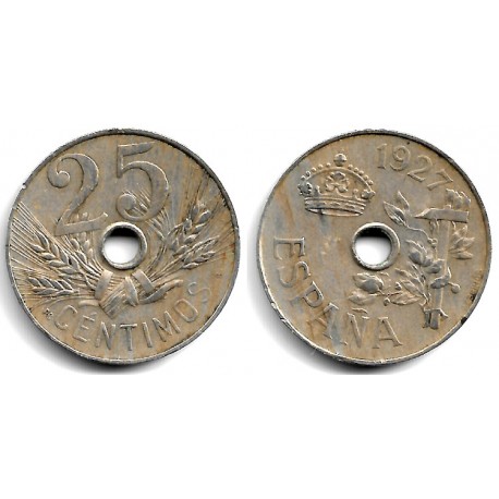 Alfonso XIII. 1927. 25 Céntimos (BC/BC+) Ceca de Madrid PC-S