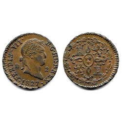 Fernando VII. 1827. 2 Maravedí (EBC/EBC+) Ceca de Segovia