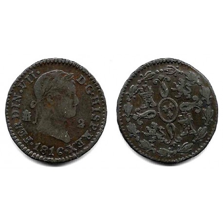 Fernando VII. 1816. 2 Maravedí (MBC/MBC-) Ceca de Segovia