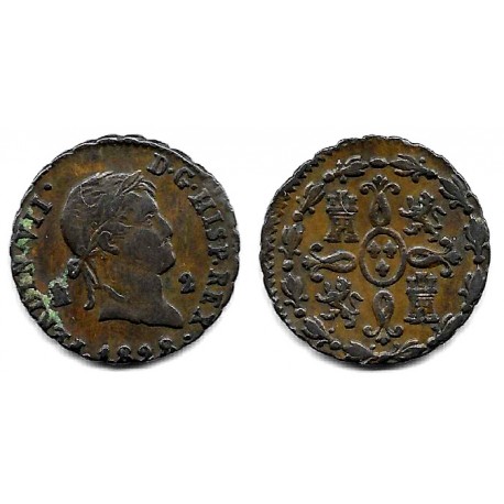 Fernando VII. 1828. 2 Maravedí (MBC+) Ceca de Segovia