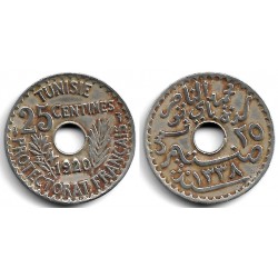 (244) República Tunecina. 1920. 25 Centimes (MBC)