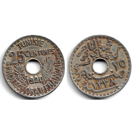 (244) República Tunecina. 1920. 25 Centimes (MBC)