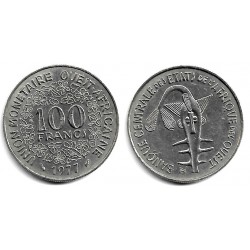 (4) Estados África Oeste. 1977. 100 Francs (MBC+)