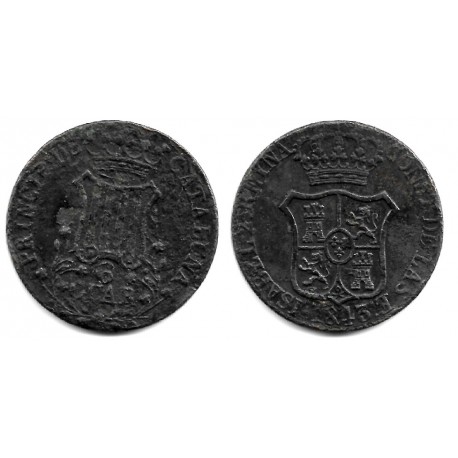 Isabel II. 1843. 6 Cuartos (BC) Ceca de Cataluña