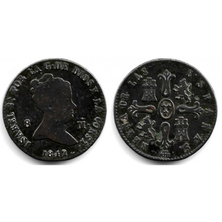 Isabel II. 1842. 8 Maravedí (BC+) Ceca de Segovia