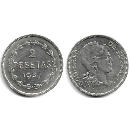 Gobierno de Euzkadi. 1937. 2 Pesetas (MBC+)