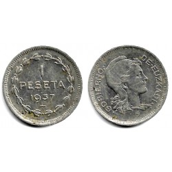 Gobierno de Euzkadi. 1937. 1 Peseta (MBC) Manchas