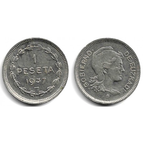 Gobierno de Euzkadi. 1937. 1 Peseta (MBC) Leve Mancha