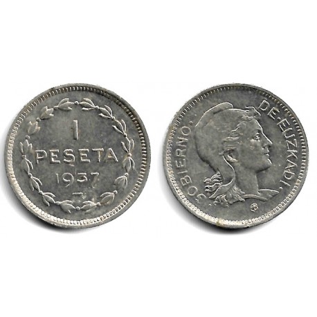 Gobierno de Euzkadi. 1937. 1 Peseta (MBC+) Leves Manchas