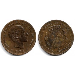 Alfonso XII. 1878. 5 Céntimos (BC/BC+) Ceca de Barcelona OM