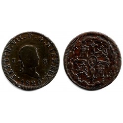 Fernando VII. 1820. 8 Maravedí (BC+/MBC-) Ceca de Jubia