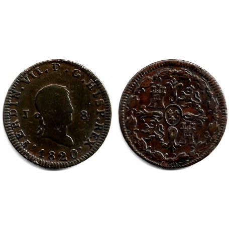 Fernando VII. 1820. 8 Maravedí (BC+/MBC-) Ceca de Jubia