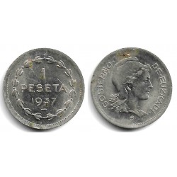 Gobierno de Euzkadi. 1937. 1 Peseta (MBC-) Manchas