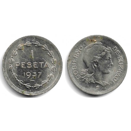 Gobierno de Euzkadi. 1937. 1 Peseta (MBC-) Manchas