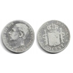 Alfonso XII. 1885*(8--). 50 Céntimos (BC-) (Plata) Ceca de Madrid MS-M