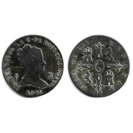 Isabel II. 1848. 8 Maravedí (BC+) Ceca de Jubia