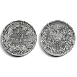(17) Imperio Alemán. 1907(A). ½ Mark (MBC) (Plata)