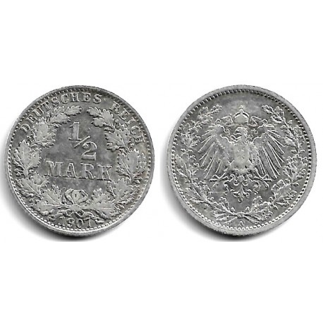 (17) Imperio Alemán. 1907(A). ½ Mark (MBC) (Plata)