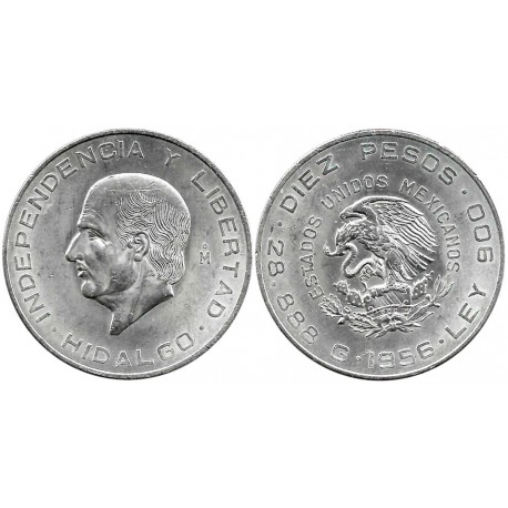 (474) Estados Unidos Mexicanos. 1956. 10 Pesos (EBC) (Plata)
