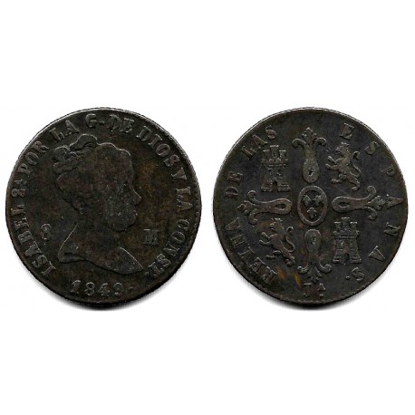 Isabel II. 1849. 8 Maravedí (BC+) Ceca de Jubia