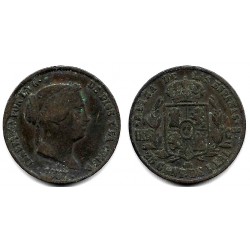 Isabel II. 1855. 25 Céntimos de Real (BC) Ceca e Segovia
