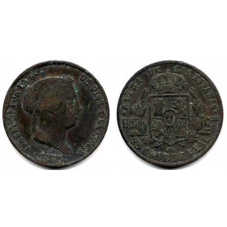 Isabel II. 1855. 25 Céntimos de Real (BC) Ceca e Segovia