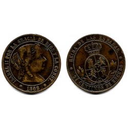 Isabel II. 1868. 2½ Céntimos de Escudo (MBC+) Ceca de Barcelona OM