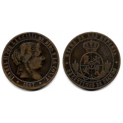 Isabel II. 1867. 2½ Céntimos de Escudo (BC) Ceca de Jubia OM