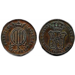 Isabel II. 1840. 3 Cuartos (MBC) Ceca de Cataluña